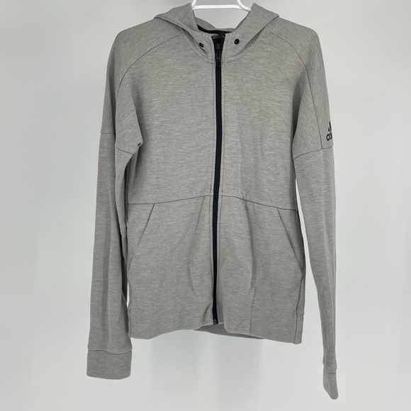 ADIDAS WOMEN’S ID STADIUM FULL ZIP HOODIE SWEATSHIRT GRAY BLACK SMALL - Picture 3 of 10